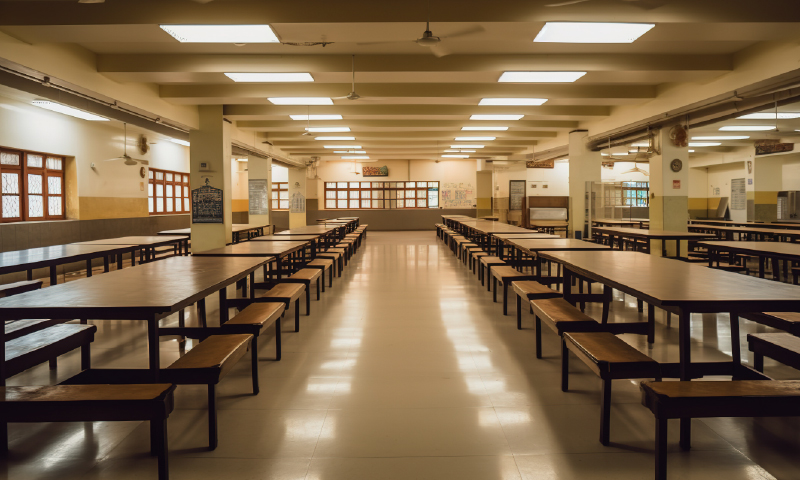 Spacious Dining Hall accommodating 500 members